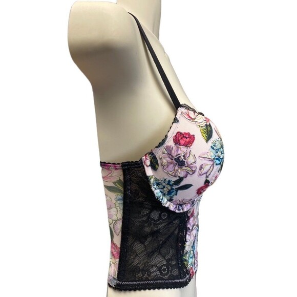 Victoria's Secret 32C Very Sexy Push-Up Bra Bustier Corset floral embroidered - Picture 6 of 10